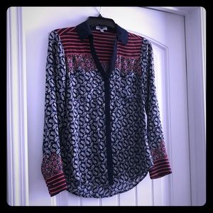 Express Portofino Shirt XS Navy Multi Color Small